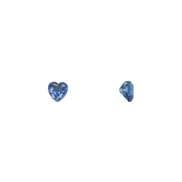 Gem, cubic zirconia, spinel blue, 4mm faceted heart, Mohs hardness 8-1/2. Sold per pkg of 5. image number 0