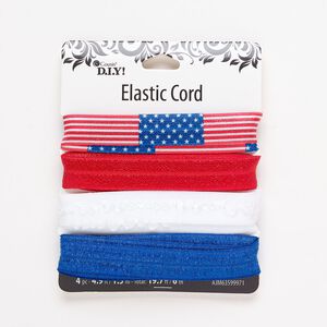 Elastic 1pkg4, flat cord 4.9 foot assortment blue / red / white 15mm