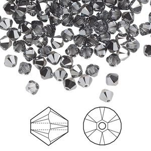 Bead 144pk crystal light chrome, Crystal Passions® 4mm bicone 5328