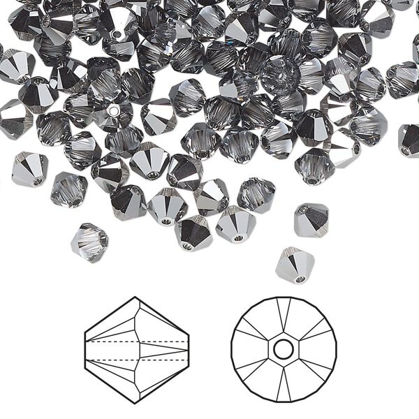 Bead 144pk crystal light chrome, Crystal Passions® 4mm bicone 5328 image number 0