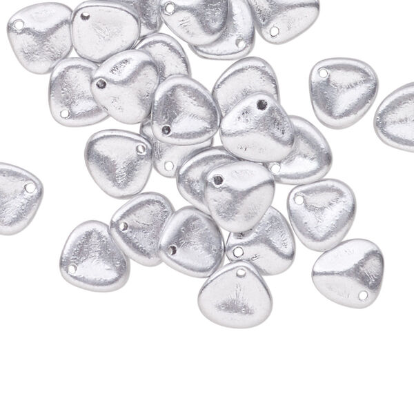 Drop, Preciosa, Czech pressed glass, opaque silver, 8x7mm triangular teardrop. Sold per pkg of 30. image number 0