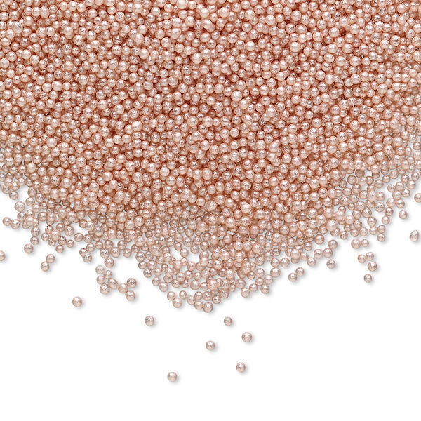 Bead, coated glass, opaque peach, 1mm undrilled micro round. Sold per 15-gram vial. image number 0