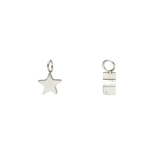 Charm, stainless steel, 5mm double-sided star. Sold per pkg of 2. image number 0