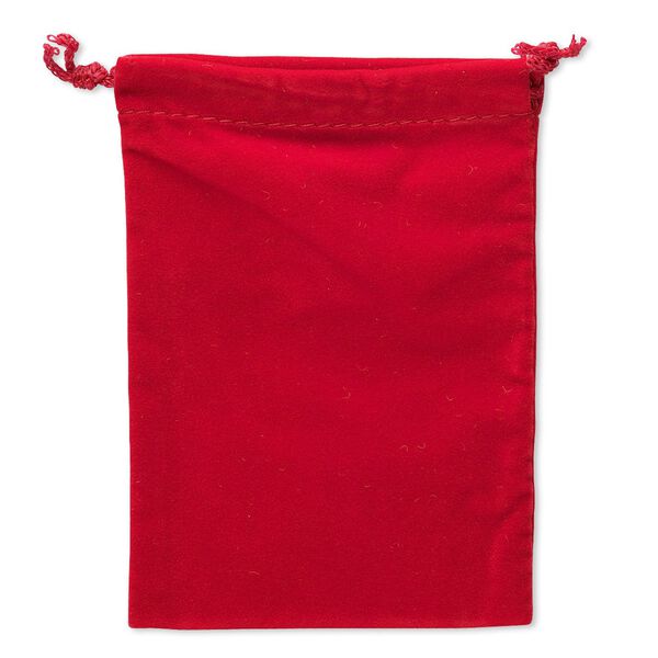 Pouch, velveteen, red, 5-1/2 x 4 inches with drawstring. Sold per pkg of 12. image number 0