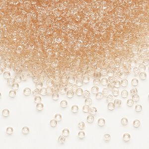 Seed bead, Dyna-Mites™, glass, pkg/1/2kg, #11 round, transparent light peach, (9 11/0 RR).