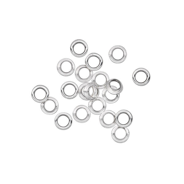 Grommet, glue-in, sterling silver, 3x1.5mm round, 2.5mm inside diameter. Sold per pkg of 20. image number 0