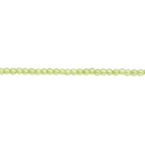 Glass 1pkg1, faceted round bead 14 inch transparent light green 2mm