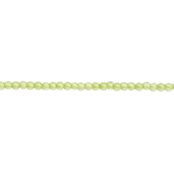Glass 1pkg1, faceted round bead 14 inch transparent light green 2mm image number 0