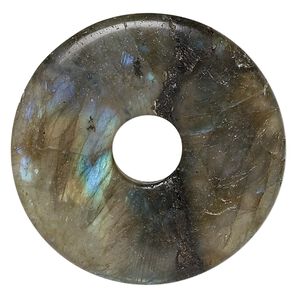 Labradorite 1pkg1, donut focal natural 40mm