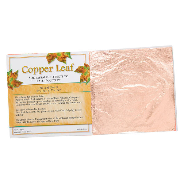 Copper leaf sheet, 100% copper, 5-1/2 x 5-1/2 inches. Sold per pkg of 25 sheets. image number 0