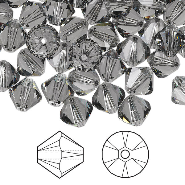 Bead 72pk black diamond, Crystal Passions® 8mm bicone 5328 image number 0