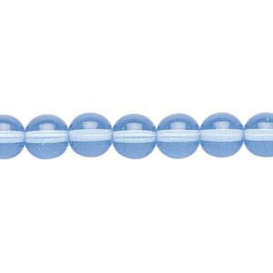 Bead, Czech glass druk, transparent sapphire blue, 8mm round. Sold per 15-1/2" to 16" strand.