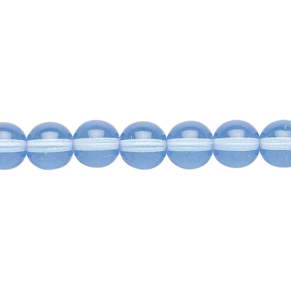 Bead, Czech glass druk, transparent sapphire blue, 8mm round. Sold per 15-1/2" to 16" strand. image number 0