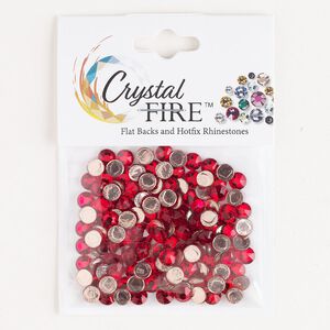 Flat back 144pk light Siam, Crystal Fire® 4.60-4.80mm hotfix round SS20