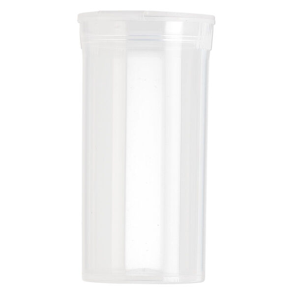 Vial, Squeezetops™, plastic, clear, 2-1/2 x 1-1/4 inch cylinder with attached lid. Sold per pkg of 6. image number 1