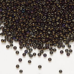 Seed bead, Miyuki, glass, pkg/250g, #11 rocaille, opaque metallic iris brown (RR-458).
