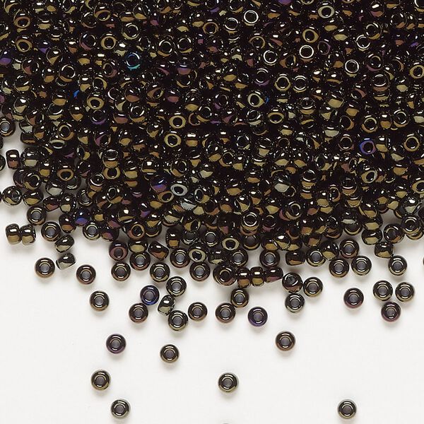 Seed bead, Miyuki, glass, pkg/250g, #11 rocaille, opaque metallic iris brown (RR-458). image number 0