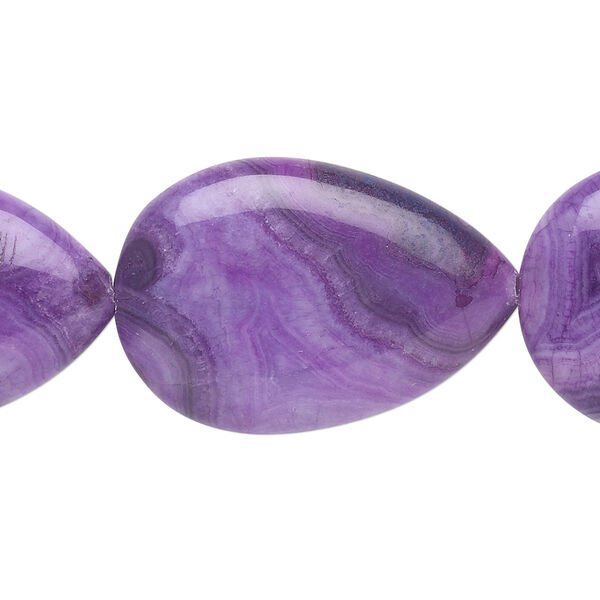 Bead, crazy lace agate (dyed), purple, 30x20mm teardrop, B grade, Mohs hardness 6-1/2 to 7. Sold per 8-inch strand. image number 0
