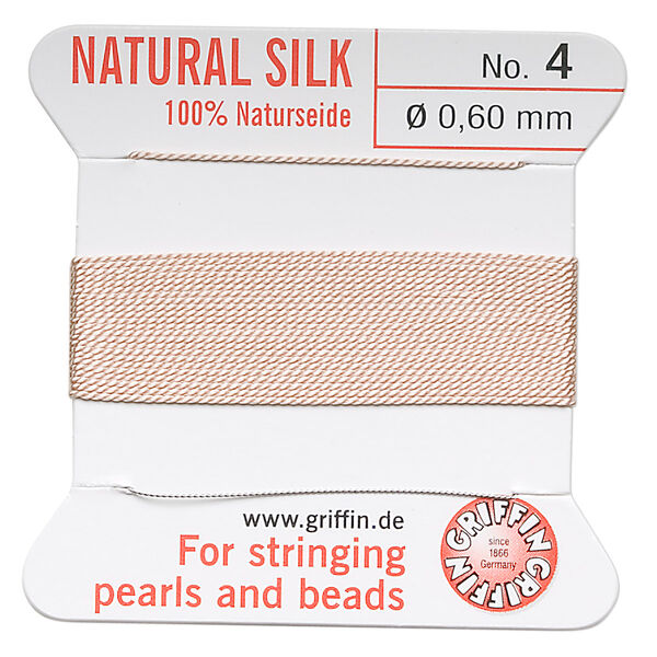Thread, Griffin, silk, light pink, size #4. Sold per 2-meter card (approximately 78 inches). image number 0