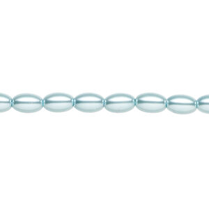 Pearl 1pk light blue, Celestial Crystal&reg;, 6x4mm rice 15.5-16 inch