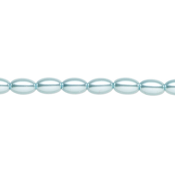 Pearl 1pk light blue, Celestial Crystal&reg;, 6x4mm rice 15.5-16 inch image number 0