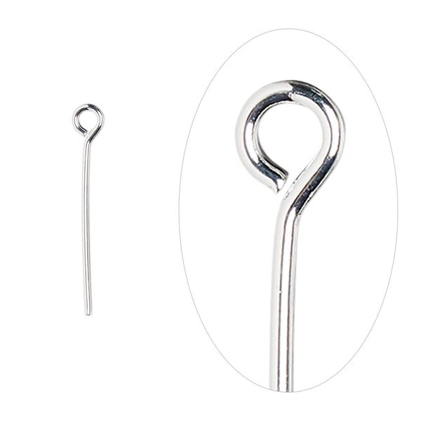 Eye pin, silver-plated brass, 3/4 inch, 21 gauge. Sold per pkg of 500. image number 0