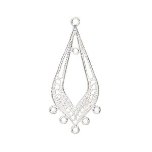 Drop, sterling silver, 29x14mm teardrop with 6 closed loops. Sold individually.