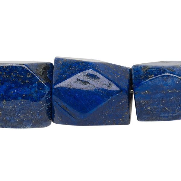 Bead, lapis lazuli (dyed), medium to large faceted nugget, Mohs hardness 5 to 6. Sold per 8-inch strand. image number 0