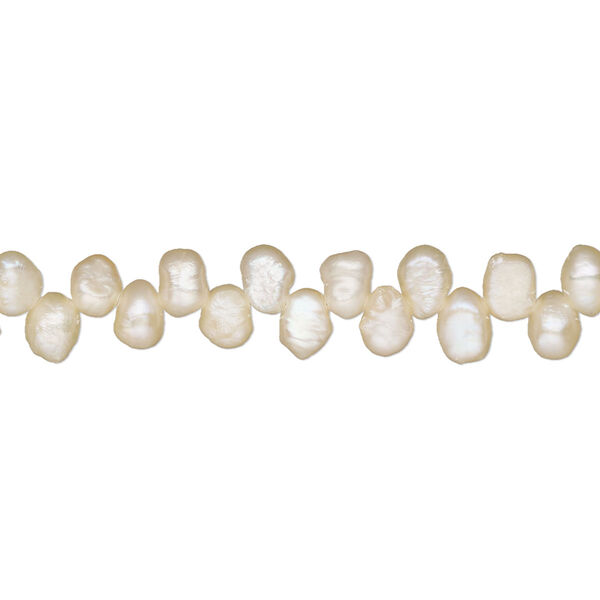 Pearl, cultured freshwater, peach, 4x3mm-7x5mm top-drilled flat-sided rice, C grade. Sold per 16-inch strand. image number 0