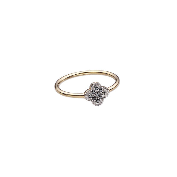 Ring, gold-finished sterling silver and cubic zirconia, clear and black, 8mm wide, size 7. Sold individually. image number 0