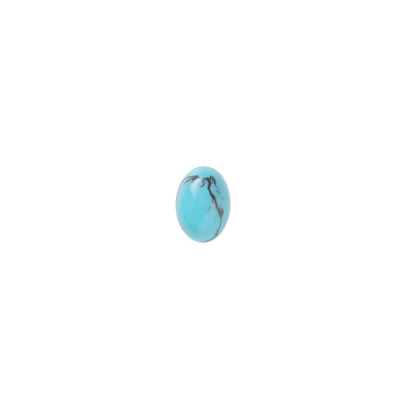 Cabochon, turquoise (assembled), 7x5mm calibrated oval, Mohs hardness 5 to 6. Sold per pkg of 6. image number 0