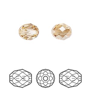 Bead 2pk crystal golden shadow, Crystal Passions® 9.5x8mm olive briolette 5044