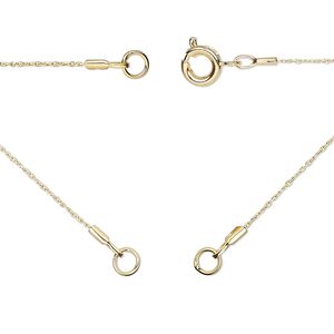 Chain 1pkg1 cable, 0.7mm twisted necklace component / 3.5mm jump ring / springring clasp, gold-finished brass 18 inch