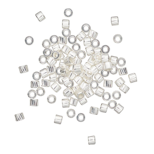 Crimp, silver-plated brass, 2.5mm corrugated round. Sold per pkg of 100. image number 0