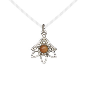 Carnelian / sterling silver 1pkg1, open beaded drop antiqued 14x12.5mm
