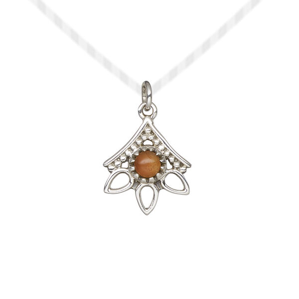 Carnelian / sterling silver 1pkg1, open beaded drop antiqued 14x12.5mm image number 0