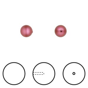 Pearl 1pkg4 mulberry pink, Crystal Passions® 6mm half-drilled round 5818
