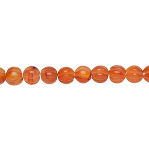 Carnelian 1pkg1, hand-cut corrugated round bead 15.5-16 inch 4-7mm