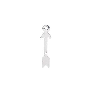 Charm, silver-plated steel, 17x5mm arrow. Sold per pkg of 20.