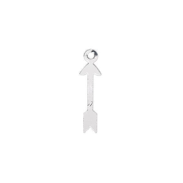 Charm, silver-plated steel, 17x5mm arrow. Sold per pkg of 20. image number 0
