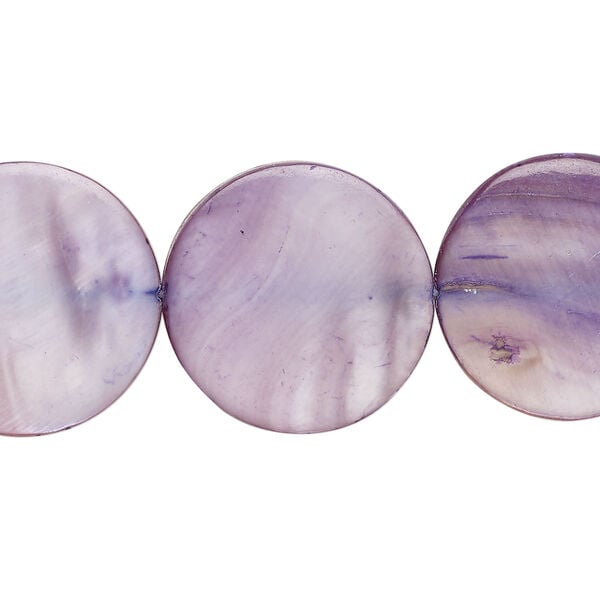 Mother-of-pearl shell 1pkg1, puffed flat round bead 15 inch dark lavender 19-20mm image number 0