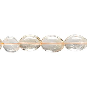 Quartz crystal / citrine 1pkg1, hand-cut puffed oval bead 14 inch 9x8mm-13x9mm