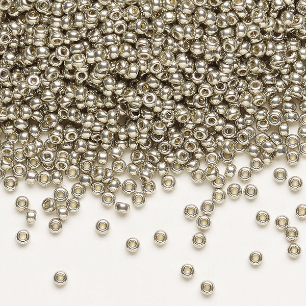 Seed bead, Miyuki, glass, pkg/25g, #11 rocaille, Duracoat® opaque galvanized light pewter, (RR-4221). image number 0