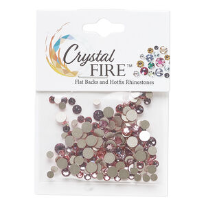 Flat back mix 1pkg144 light amethyst and light rose, Crystal FIRE&reg;, 3.0-4.8mm round SS12 / SS16 / SS20