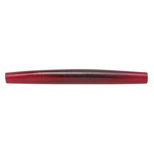Bead, horn (dyed), red, 76x6mm-76x8mm hand-cut hairpipe, Mohs hardness 2-1/2. Sold per pkg of 12.