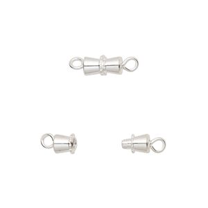 Clasp barrel 1pkg100, 8x4mm, silver-finished brass 1-strand