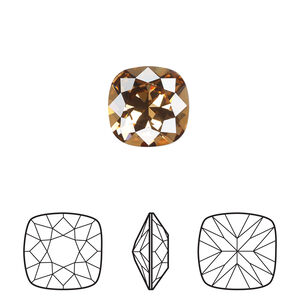 Fancy stone 1pkg72 light smoked topaz foil back, Swarovski® ReCreated™, 12mm square cushion 4470