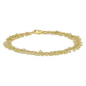 Bracelet, peridot (natural) and gold-finished brass, 8mm wide with 2mm faceted round, 7-1/2 inches with lobster claw clasp. Sold individually.