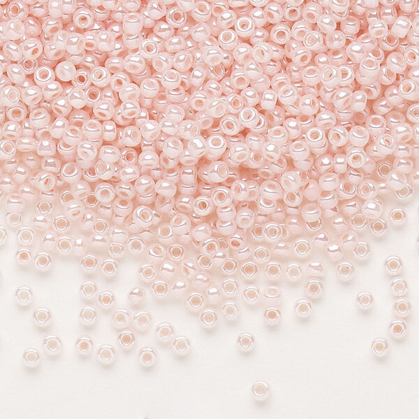 Seed bead, Dyna-Mites™, glass, pkg/40g, #11 round, opaque ceylon pastel pink, (333 11/0 RR). image number 0