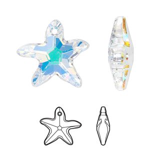 Drop 1pk crystal AB, Crystal Passions® 21x20mm pendant starfish 6721